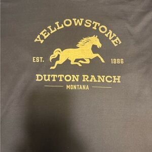 Yellowstone Dutton Ranch Graphic Short Sleeve Tee - Brown with Yellow Print